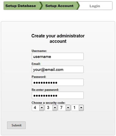 Create admin account